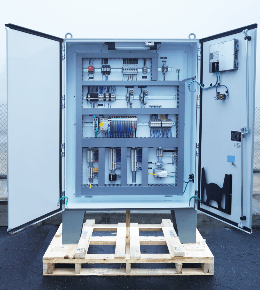 Custom industrial control panel with UL 508A, UL 698A, UL 1203, and ISO 9001:2015 certification